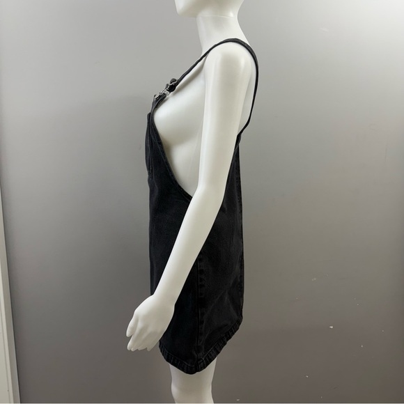 Topshop carpenter denim mini overalls dress in black size 2 - Picture 5 of 11